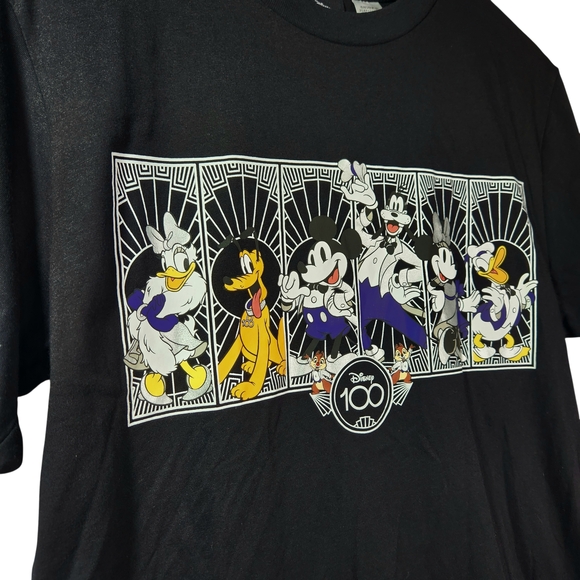 Disney 100th Anniversary Black Art Deco Mickey & Friends T-Shirt (Size S) NWT - Picture 4 of 10